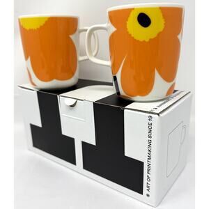 Marimekko Unikko 60th Anniversary Oiva Mug Set 2.5dl New In Box Finland